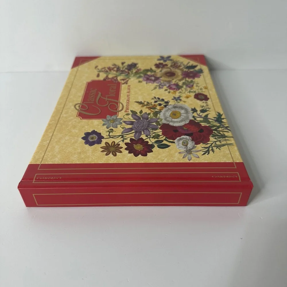 Vtg Classic Floral Gift Set Photo Album & 6 Cardstock Frames Envelopes Cottage